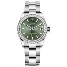 Rolex Datejust 31 White Gold Mint Green Dial Diamond Bezel Women's Replica Watch M278384RBR-0021