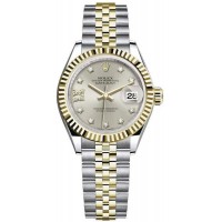 Rolex Lady-Datejust 28 Stainless Steel and Yellow Gold Silver Star Diamond Dial Women's Replica Watch M279173-0003