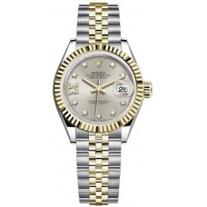 Rolex Lady-Datejust 28 Stainless Steel and Yellow Gold Silver Star Diamond Dial Women's Replica Watch M279173-0003