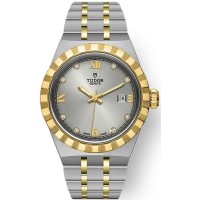 Tudor Royal Silver Diamond Dial Stainless Steel and Yellow Gold Unisex Replica Watch M28303-0002