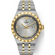 Tudor Royal Silver Diamond Dial Stainless Steel and Yellow Gold Unisex Replica Watch M28303-0002