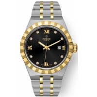 Tudor Royal Black Diamond Dial Stainless Steel and Yellow Gold Unisex Replica Watch M28303-0005