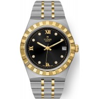 Tudor Royal Black Diamond Dial Stainless Steel and Yellow Gold Unisex Replica Watch M28403-0005