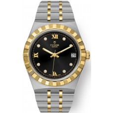 Tudor Royal Black Diamond Dial Stainless Steel and Yellow Gold Unisex Replica Watch M28403-0005