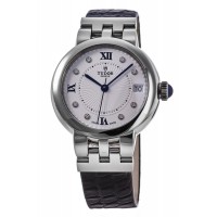 Tudor Clair De Rose White Dial Black Leather Women's Replica Watch M35800-0006