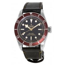 Tudor Black Bay 41 Automatic Red Bezel Black Aged Leather Strap Men's Replica Watch M79230R-0011