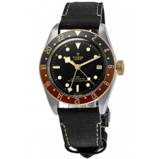 Tudor Black Bay GMT S&amp;G Black Dial Leather Strap Men's Replica Watch M79833MN-0003