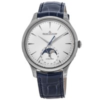 Jaeger LeCoultre Master Ultra Thin Moon Silver Dial Leather Strap Men's Replica Watch Q1248420