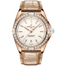 Breitling Super Chronomat Automatic 38 Cream Dial Diamond Beige Leather Strap Women's Replica Watch R17356531G1P1