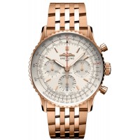 Breitling Navitimer B01 Chronograph 41 Silver Dial 18kt Rose Gold Men's Replica Watch RB0139211G1R1