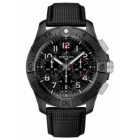 Breitling Avenger B01 Chronograph 44 Night Mission Chronograph Black Dial Leather Strap Men's Replica Watch SB0147101B1X1