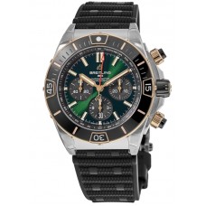 Breitling Super Chronomat B01 44 Rose Gold &amp; Steel Green Dial Rubber Strap Men's Replica Watch UB0136251L1S1