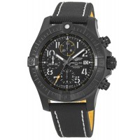 Breitling Avenger Chronograph 45 Night Mission Black Dial Black Leather Strap Men's Replica Watch V13317101B1X1