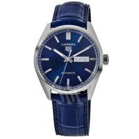 Tag Heuer Carrera Calibre 5 Day-Date Blue Dial Leather Strap Men's Replica Watch WBN2012.FC6502