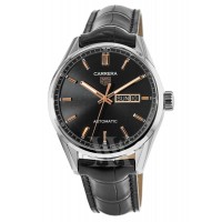 Tag Heuer Carrera Calibre 5 Day-Date Black Dial Leather Strap Men's Replica Watch WBN2013.FC6503