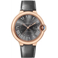 Cartier Ballon Bleu de Cartier Grey Dial 18K Rose Gold Leather Strap Men's Replica Watch WGBB0050