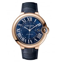 Replica Cartier Ballon Bleu Pink Gold With Blue Leather WGBB0036