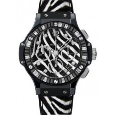 Hublot Big Bang Zebra Diamond Dial Black Ceramic Chronograph Ladies Watch 341.CV.7517.VR.1975 Copy Replica