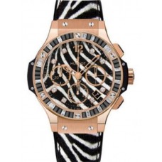 Hublot Big Bang Zebra Diamond Dial 18kt Rose Gold Chronograph Ladies Watch HB341PX7518VR1975 Copy Replica